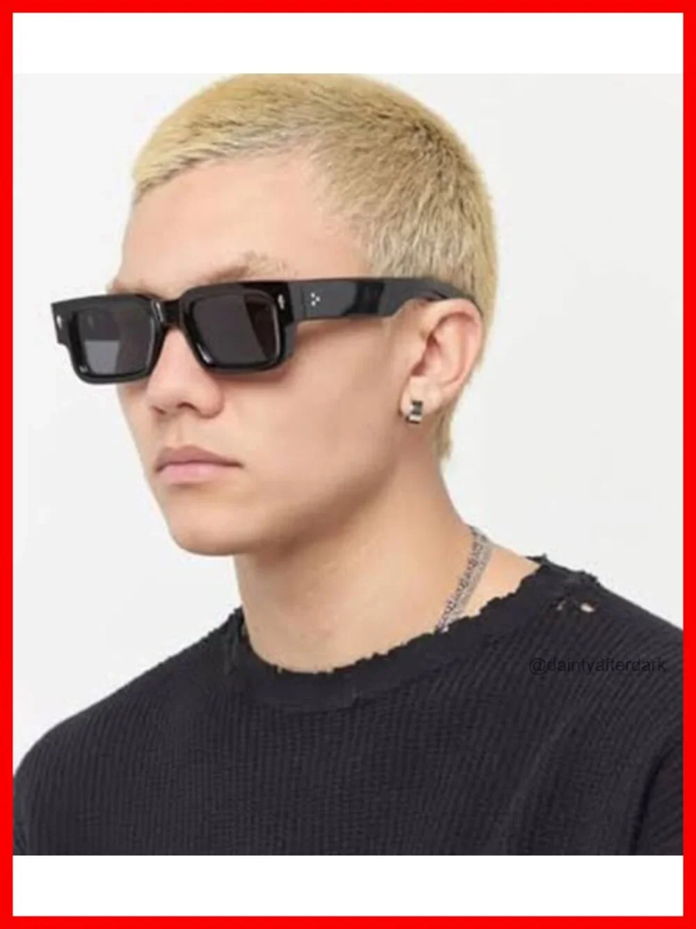 Thick Frame Square Sunglasses for Women Men Chunky UV400 Protection